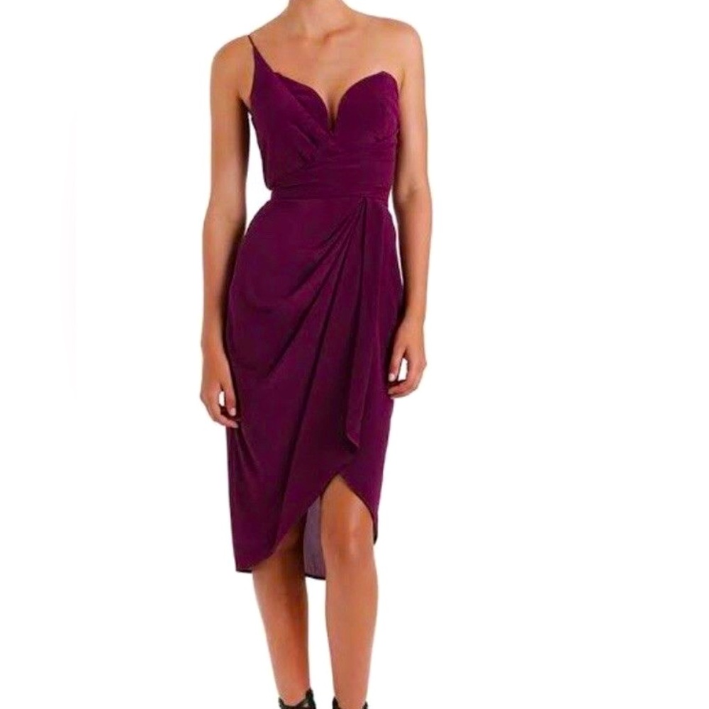 Zimmermann 100% Silk One Shoulder Dress Oxblood (Purple/Plum)